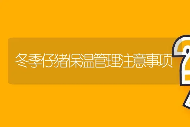 冬季仔猪保温管理注意事项 | 家畜养殖