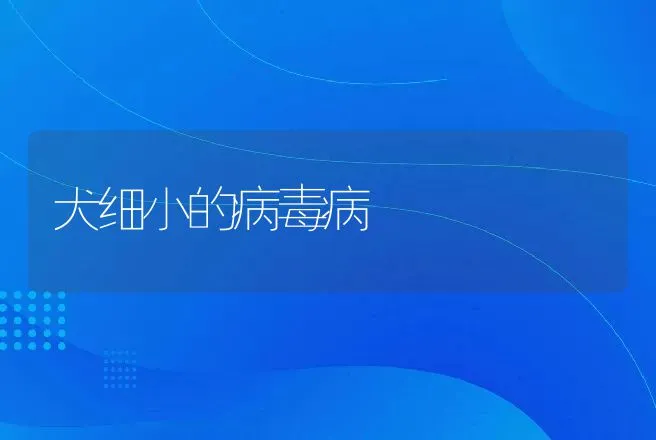 犬细小的病毒病 | 动物养殖