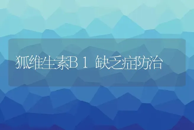 狐维生素B1缺乏症防治 | 特种养殖