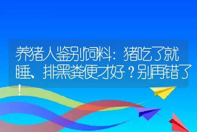 养猪人鉴别饲料：猪吃了就睡、排黑粪便才好？别再错了！ | 养殖致富