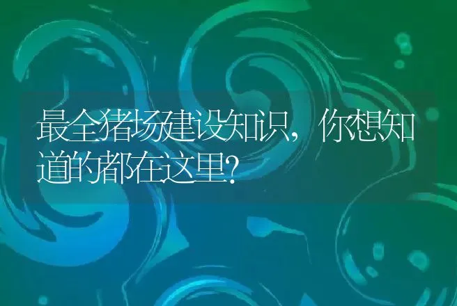 最全猪场建设知识，你想知道的都在这里？ | 动物养殖