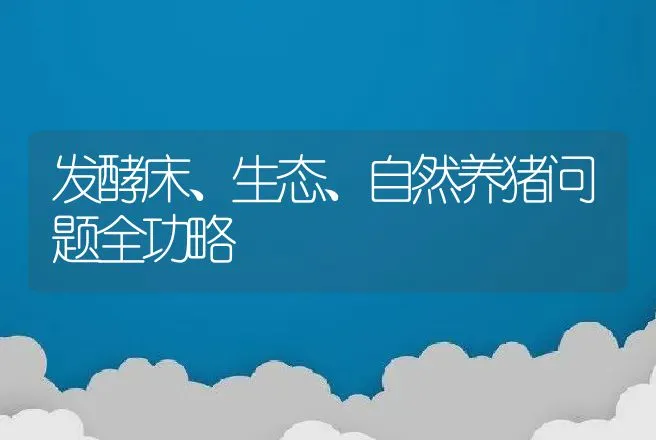 发酵床、生态、自然养猪问题全功略 | 动物养殖