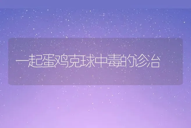 一起蛋鸡克球中毒的诊治 | 动物养殖