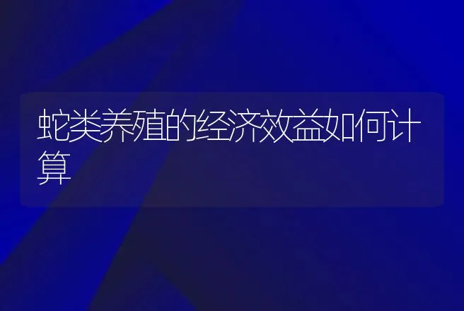 蛇类养殖的经济效益如何计算 | 动物养殖