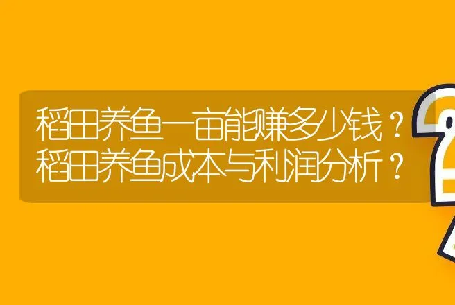 稻田养鱼一亩能赚多少钱？稻田养鱼成本与利润分析？ | 养殖致富