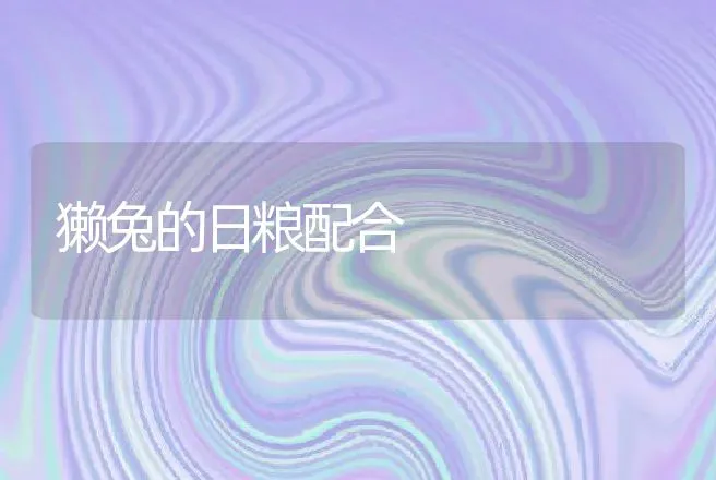 獭兔的日粮配合 | 动物养殖