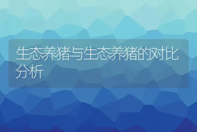 生态养猪与生态养猪的对比分析 | 特种养殖