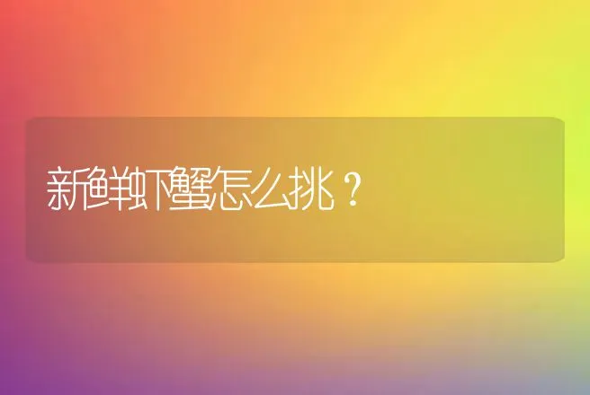 新鲜虾蟹怎么挑？ | 动物养殖