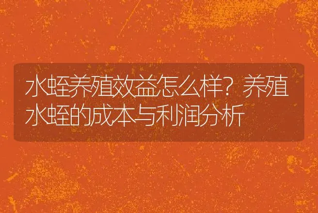 水蛭养殖效益怎么样？养殖水蛭的成本与利润分析 | 养殖致富