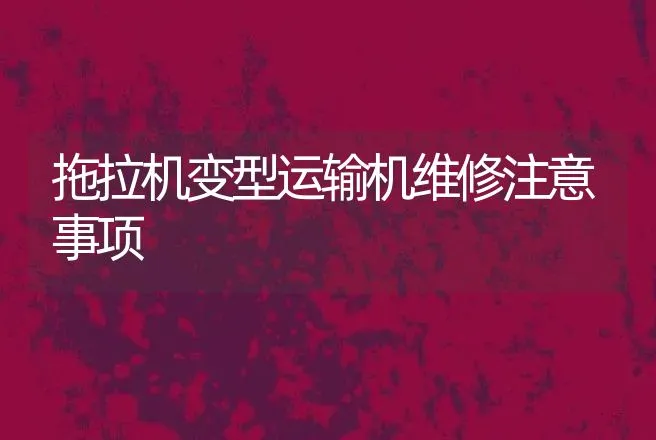 拖拉机变型运输机维修注意事项 | 养殖