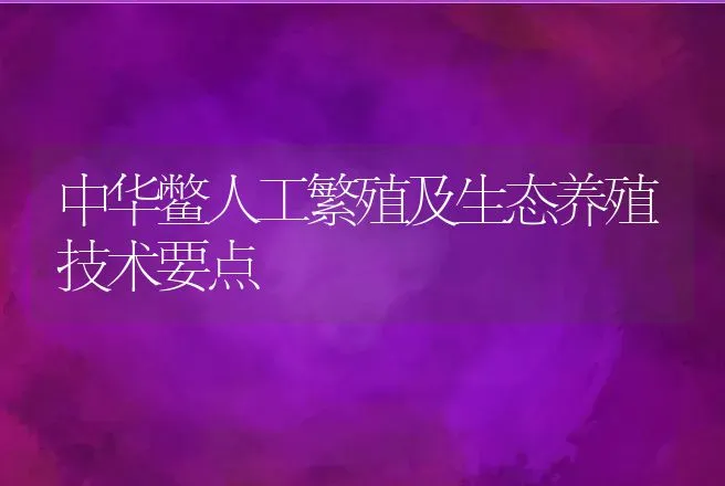 中华鳖人工繁殖及生态养殖技术要点 | 动物养殖