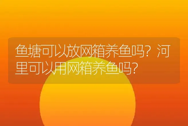 鱼塘可以放网箱养鱼吗？河里可以用网箱养鱼吗？ | 水产知识