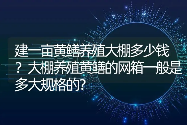 建一亩黄鳝养殖大棚多少钱？大棚养殖黄鳝的网箱一般是多大规格的？ | 水产知识