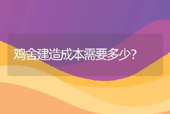 鸡舍建造成本需要多少？