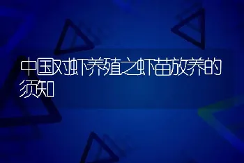 中国对虾养殖之虾苗放养的须知