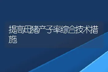 提高母猪产子率综合技术措施