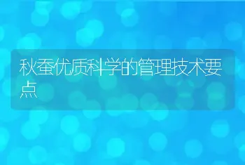 秋蚕优质科学的管理技术要点