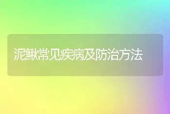 泥鳅常见疾病及防治方法