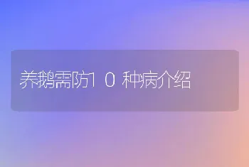 养鹅需防10种病介绍