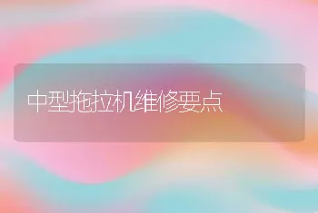 中型拖拉机维修要点