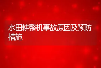 水田耕整机事故原因及预防措施