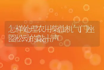 怎样处理农用柴油机气门座圈松动的敲击声