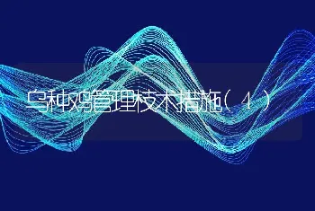 乌种鸡管理枝术措施(4)