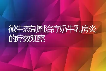 微生态制剂治疗奶牛乳房炎的疗效观察