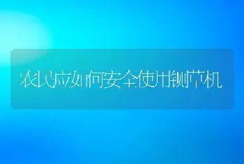 农民应如何安全使用铡草机