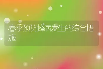 春季预防蜂病发生的综合措施