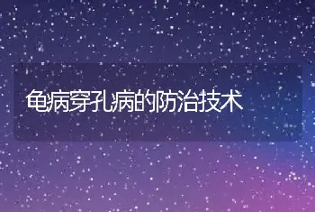 龟病穿孔病的防治技术