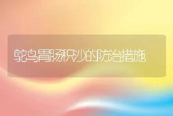 鸵鸟胃肠积沙的防治措施