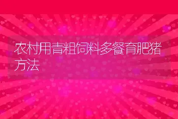 农村用青粗饲料多餐育肥猪方法