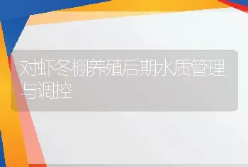 对虾冬棚养殖后期水质管理与调控