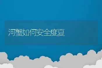 河蟹如何安全度夏