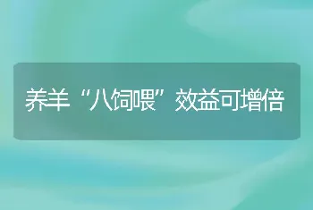 养羊“八饲喂”效益可增倍