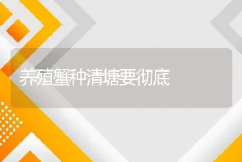 养殖蟹种清塘要彻底