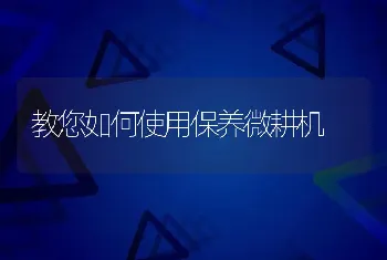 教您如何使用保养微耕机