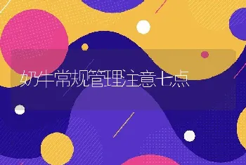 奶牛常规管理注意七点