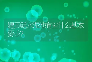 建黄鳝水泥池有些什么基本要求？