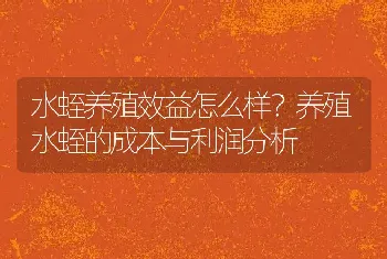 水蛭养殖效益怎么样？养殖水蛭的成本与利润分析