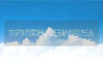 农药喷雾器的正确使用方法