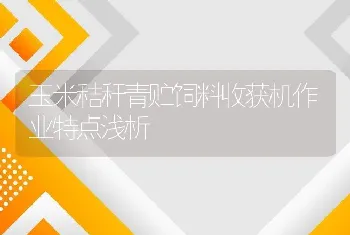 玉米秸秆青贮饲料收获机作业特点浅析