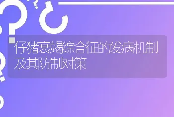 仔猪衰竭综合征的发病机制及其防制对策