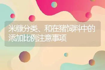 米糠分类、和在猪饲料中的添加比例注意事项