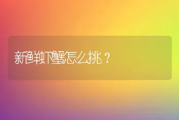 新鲜虾蟹怎么挑？