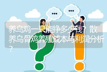 养乌鸡一只能挣多少钱？散养乌骨鸡养殖成本与利润分析？