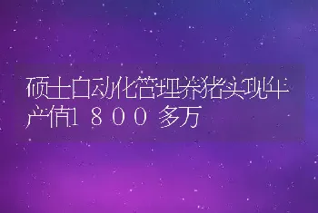 硕士自动化管理养猪实现年产值1800多万