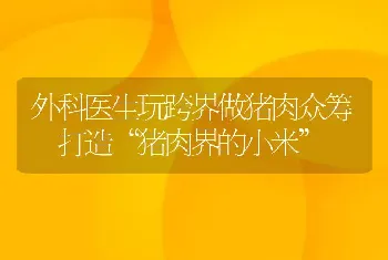 外科医生玩跨界做猪肉众筹 打造“猪肉界的小米”