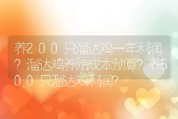 养200只溜达鸡一年利润？溜达鸡养殖成本预算？养500只溜达鸡利润？